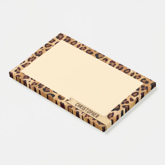 Post-it® Empreinte de léopard Ajouter votre nom (Incliné)
