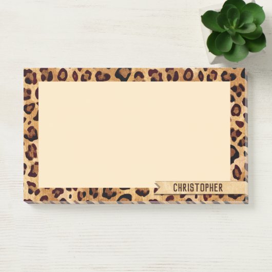 Post-it® Empreinte de léopard Ajouter votre nom (Bureau)