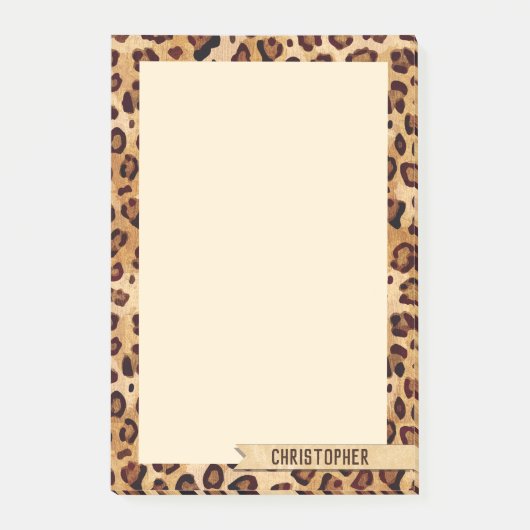 Post-it® Empreinte de léopard Ajouter votre nom Personnalis (Devant)