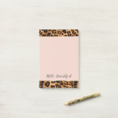 Post-it® Empreinte de léopard Blush Pink Chic Gold Glam (Sur un bureau)