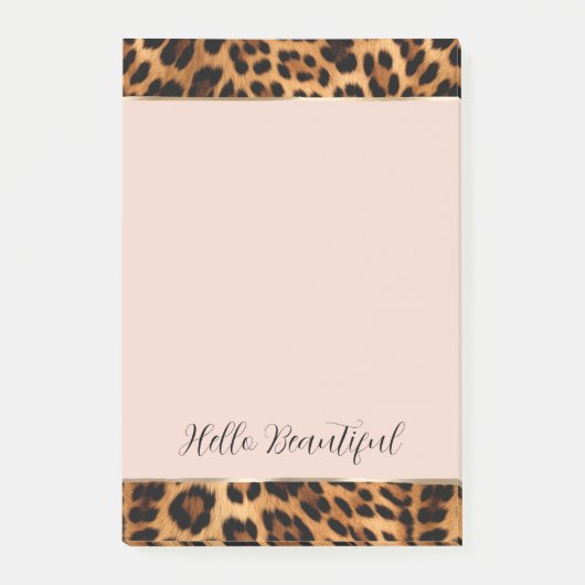 Post-it® Empreinte de léopard Blush Pink Chic Gold Glam (Devant)