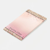 Post-it® Empreinte de léopard d'or rose étincelle (Incliné)