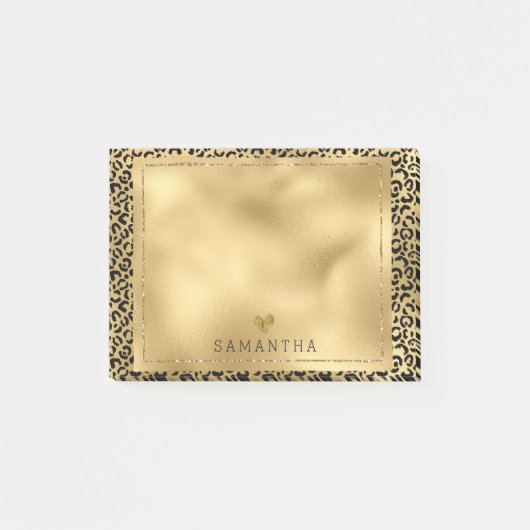 Post-it® Empreinte de léopard Gold Black personnalisé (Devant)