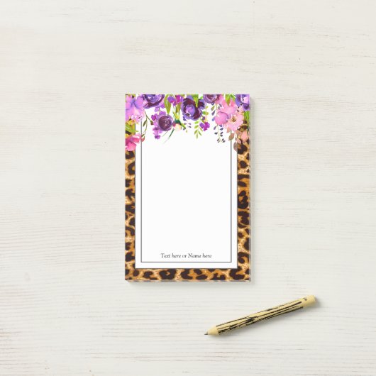 Post-it® empreinte de léopard, guépard, tendance, floral, d (Sur un bureau)