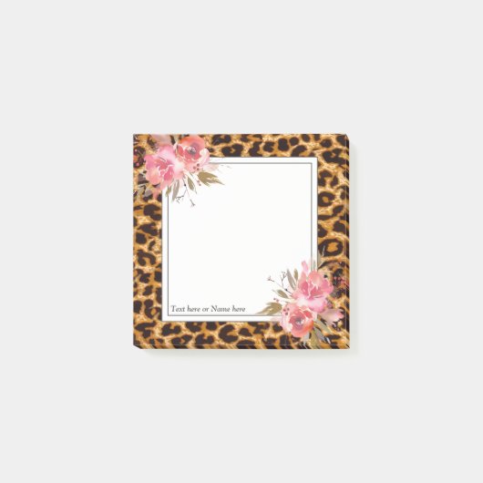 Post-it® empreinte de léopard, guépard tendance, floral, su (Devant)