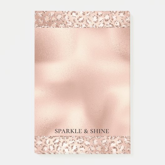 Post-it® Empreinte de léopard Peach Rose Gold Blush Pink Gl (Devant)