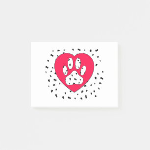 Post-it® Empreinte de patte de chien dalmate dans un cœur r