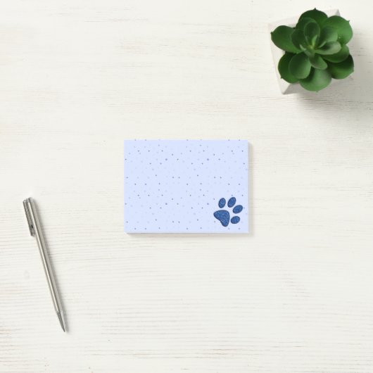 Post-it® empreinte de patte de scintillement de chat - bleu (Bureau)