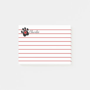 Post-it® Empreinte de patte noir et coeur rouge