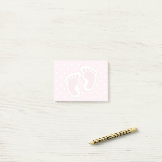 Post-it® Empreintes Bébé Rose Cute (Sur un bureau)