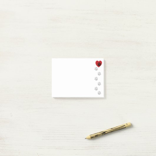 Post-it® Empreintes de pattes dans mon coeur (Sur un bureau)