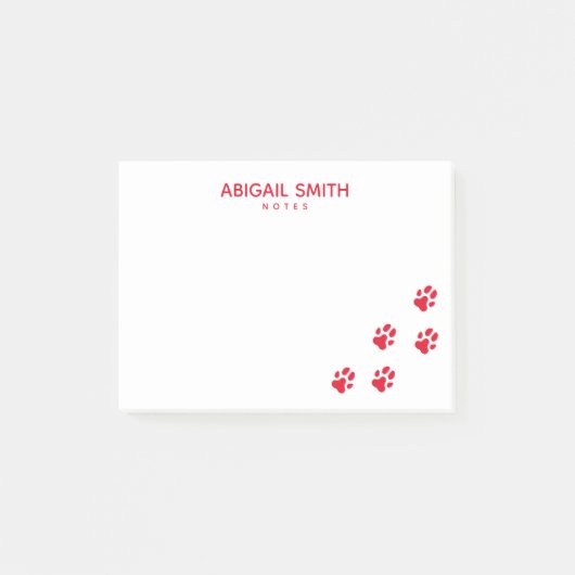 Post-it® Empreintes de pattes de chien rouge mignons - Pers (Devant)