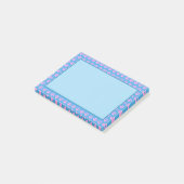 Post-it® Empreintes de pattes roses avec Arrière - plan ble (Incliné)