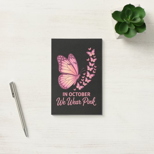 Post-it® En octobre Papillon Poitrine Rose (Bureau)