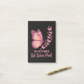Post-it® En octobre Papillon Poitrine Rose (Sur un bureau)