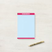 Post-it® En-tête Bourgogne sur Note de rappel bleu clair (Sur un bureau)