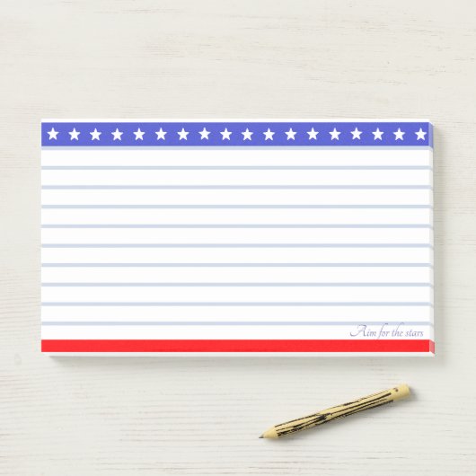 Post-it® En-tête étoile sur bleu rouge et blanc (Sur un bureau)