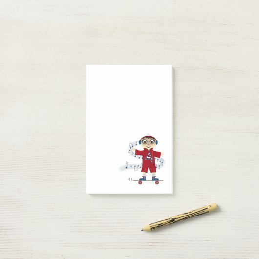 Post-it® Enfant de planche à roulettes (Sur un bureau)