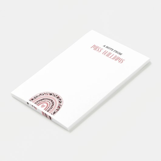 Post-it® Enseignant Boho Empreinte de léopard arc-en-ciel (Incliné)