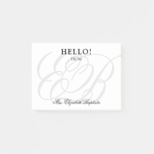 Post-it® Enseignant de l'école Bonjour Élégant Monogramme
