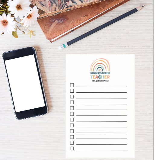 Post-it® Enseignant de maternelle boho arc-en-ciel personna