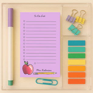 Post-it® Enseignant de pomme et crayon à faire Liste pourpr