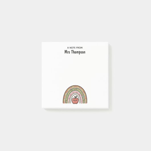 Post-it® Enseignant École Personnalisée Apple Arc-en-ciel (Devant)