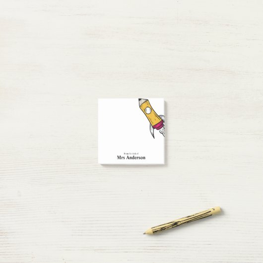 Post-it® Enseignant Pencil Spatiale Rocket School (Sur un bureau)