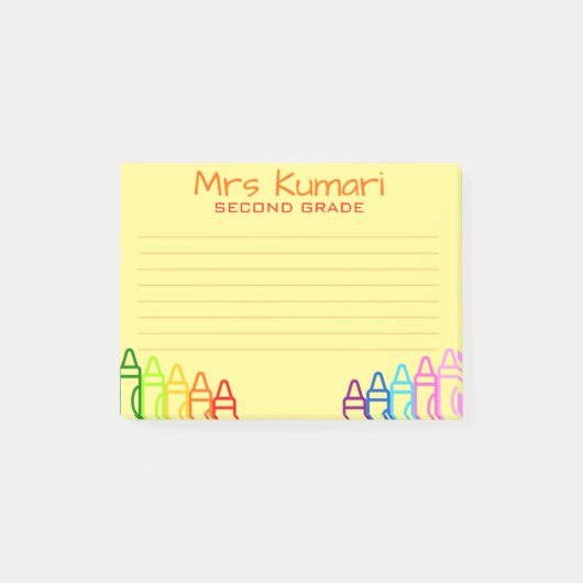 Post-it® Enseignant personnalisé Crayon Design Linked (Devant)