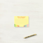 Post-it® Enseignant personnalisé Crayon Design Linked (Sur un bureau)
