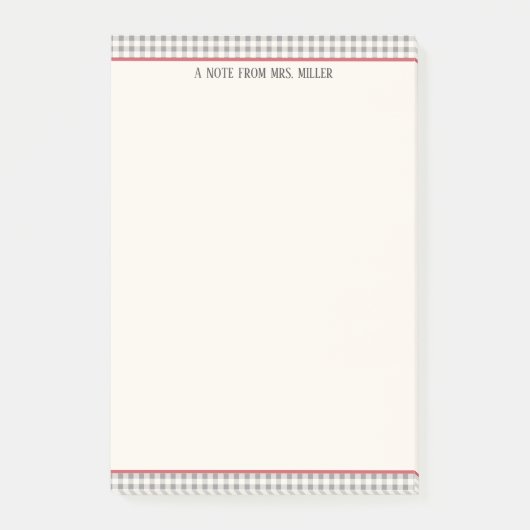 Post-it® Enseignant personnalisé En vichy classique (Devant)