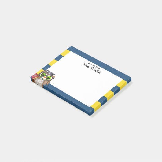 Post-it® Enseignant personnalisé Smart Owl Blue Gold (Incliné)
