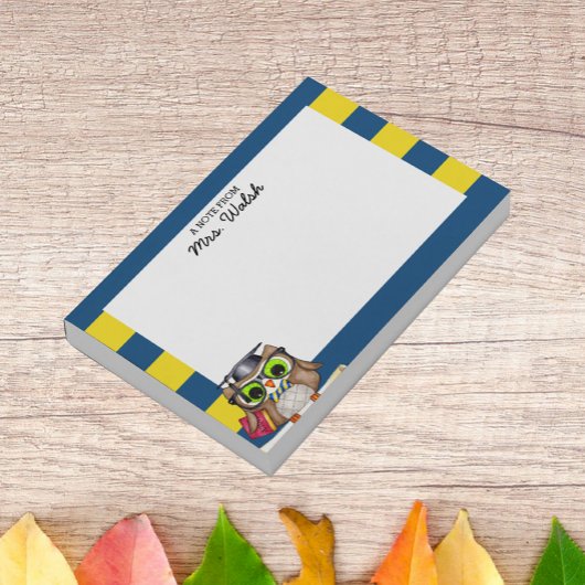 Post-it® Enseignant personnalisé Smart Owl Blue Gold