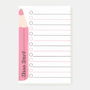 Post-it® Enseignant personnalisé unique au crayon rose