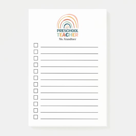 Post-it® Enseignant préscolaire couleurs rétro boho arc-en- (Devant)