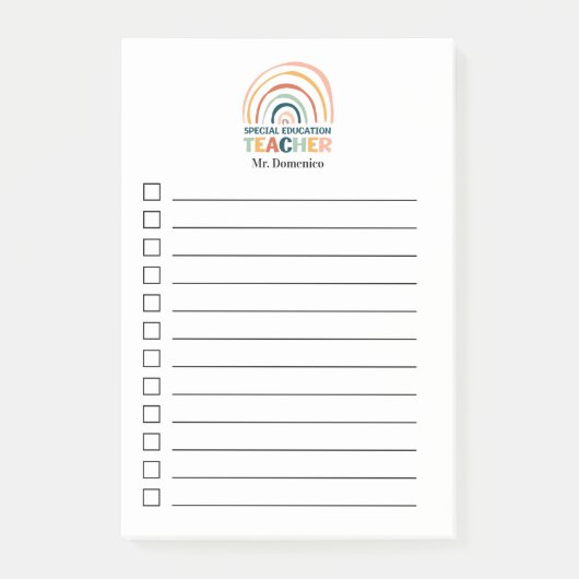 Post-it® Enseignant spécial couleurs rétro boho rainbo (Devant)