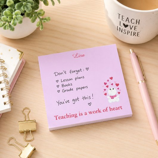 Post-it® Enseignement de cœurs roses
