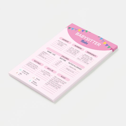 Post-it® Entreprise de babysitting | Note d'information de  (Incliné)