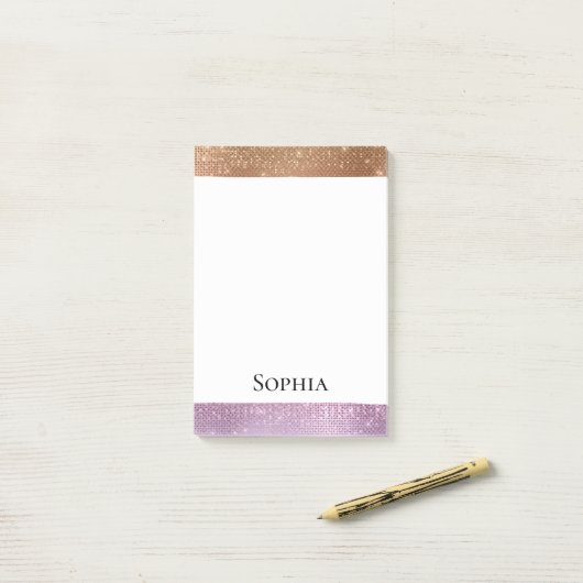 Post-it® Éperche violette rose rose or (Sur un bureau)