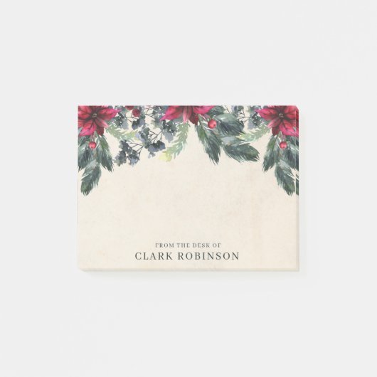 Post-it® Épinette verte Rouge Poinsettie Noël (Devant)