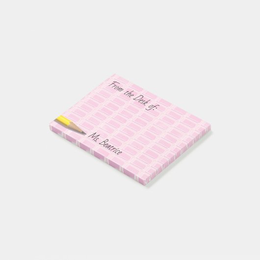 Post-it® Erasseurs d'école rose Ajouter un nom 4x3 (Incliné)
