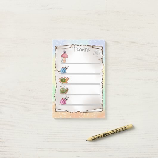 Post-it® escargots  (Sur un bureau)