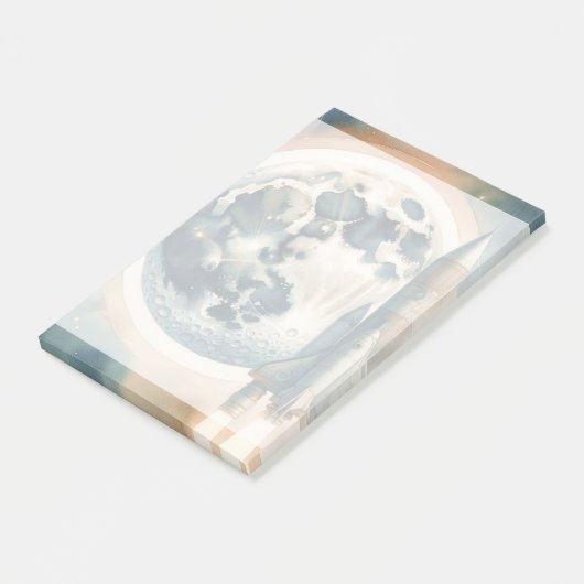 Post-it® Espace de la lune de fusée (Incliné)