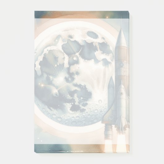 Post-it® Espace de la lune de fusée (Devant)