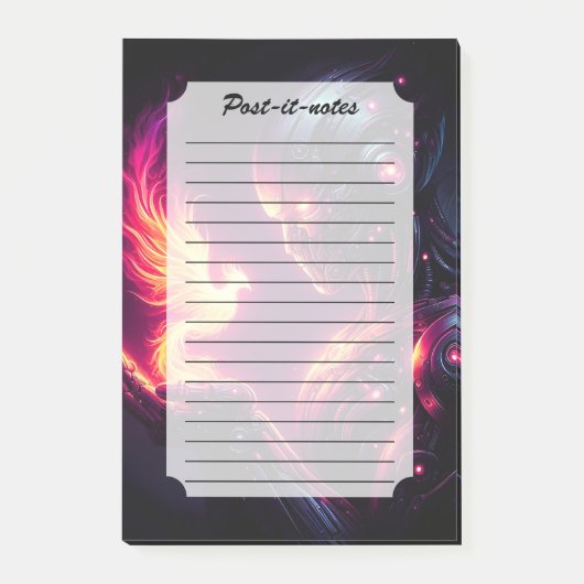 Post-it® Esprit de feu de phénix de robot futuriste cyberné (Devant)