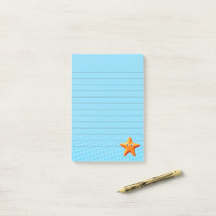 Post-it® Étoile de mer de dessin animé mignonne bleu océan 