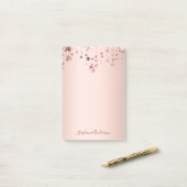 Post-it® étoile or rose nom élégant (Sur un bureau)