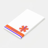 Post-it® Étoile orange et bleue d'ambulance faite sur (Incliné)