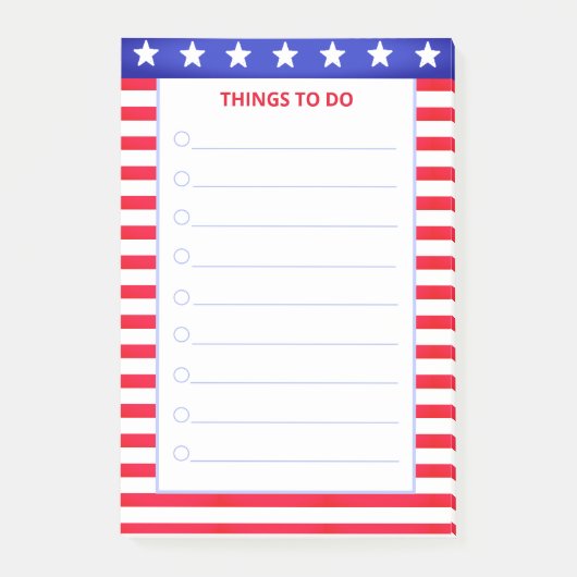 Post-it® Étoiles, Choses À Faire rayées rouges et blanches (Devant)