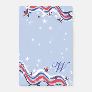 Post-it® Étoiles de bannières Patriotique Rouge Bleu Bleu